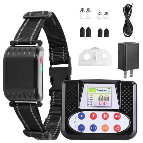 990FT Range Dog Wireless Fence Remote Training Collar IPX6 Waterproof Receiver with 0-9 Levels Beep Vibration Shock Mode 4 Channels Rechargeable Trans 990FT Range Dog Wireless Fence Remote Training Collar IPX6 Waterproof Receiver with 0-9 Levels Beep Vibration Shock Mode 4 Channels Rechargeable Trans